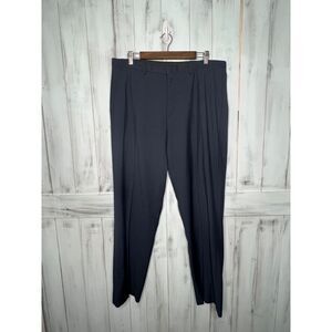 MENS Calvin‎ Klein NAVY BLUE WOVEN STRAIGHT LEG DRESS PANTS FLAT FRONT 36X32